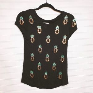 H&M Sequin Pineapple Shirt Small